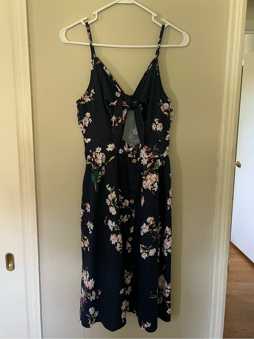Floral Tie-Front Navy Blue Floral Sundress - NWTs!